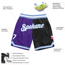 Load image into Gallery viewer, Custom Purple White-Black Authentic Throwback Split Fashion Basketball Shorts