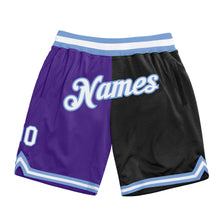 Load image into Gallery viewer, Custom Purple White-Black Authentic Throwback Split Fashion Basketball Shorts