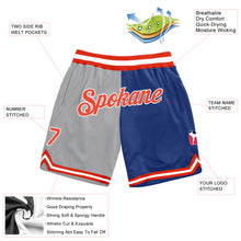 Load image into Gallery viewer, Custom Gray Orange-Royal Authentic Throwback Split Fashion Basketball Shorts