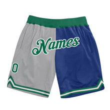 Charger l'image dans la galerie, Custom Gray Kelly Green-Royal Authentic Throwback Split Fashion Basketball Shorts