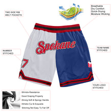 Charger l'image dans la galerie, Custom White Red-Royal Authentic Throwback Split Fashion Basketball Shorts