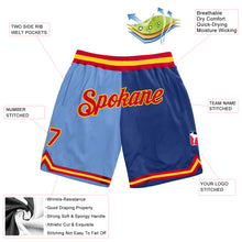 Laden Sie das Bild in den Galerie-Viewer, Custom Light Blue Red-Royal Authentic Throwback Split Fashion Basketball Shorts