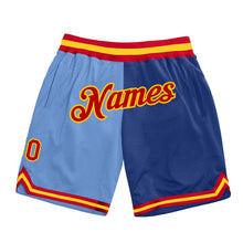 Laden Sie das Bild in den Galerie-Viewer, Custom Light Blue Red-Royal Authentic Throwback Split Fashion Basketball Shorts