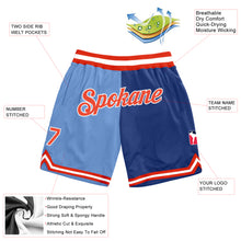 Load image into Gallery viewer, Custom Light Blue Orange-Royal Authentic Throwback Split Fashion Basketball Shorts