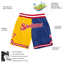 Laden Sie das Bild in den Galerie-Viewer, Custom Gold Red-Royal Authentic Throwback Split Fashion Basketball Shorts