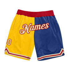 Charger l'image dans la galerie, Custom Gold Cream-Royal Authentic Throwback Split Fashion Basketball Shorts