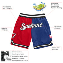 Загрузить изображение в средство просмотра галереи, Custom Red White-Royal Authentic Throwback Split Fashion Basketball Shorts