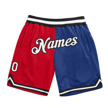 Загрузить изображение в средство просмотра галереи, Custom Red White-Royal Authentic Throwback Split Fashion Basketball Shorts
