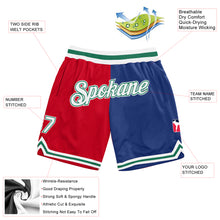 Загрузить изображение в средство просмотра галереи, Custom Red White-Royal Authentic Throwback Split Fashion Basketball Shorts