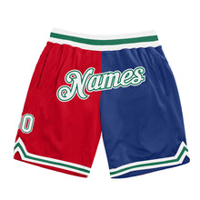 Загрузить изображение в средство просмотра галереи, Custom Red White-Royal Authentic Throwback Split Fashion Basketball Shorts