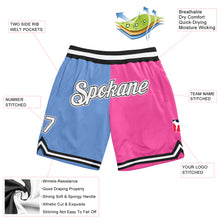 Загрузить изображение в средство просмотра галереи, Custom Light Blue White-Pink Authentic Throwback Split Fashion Basketball Shorts