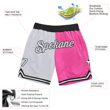 Laden Sie das Bild in den Galerie-Viewer, Custom Pink White-Black Authentic Throwback Split Fashion Basketball Shorts