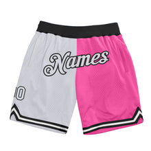 Laden Sie das Bild in den Galerie-Viewer, Custom Pink White-Black Authentic Throwback Split Fashion Basketball Shorts