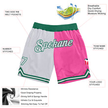 Laden Sie das Bild in den Galerie-Viewer, Custom Pink White-Kelly Green Authentic Throwback Split Fashion Basketball Shorts