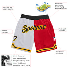 Laden Sie das Bild in den Galerie-Viewer, Custom White Black-Red Authentic Throwback Split Fashion Basketball Shorts