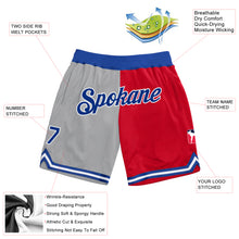 Charger l'image dans la galerie, Custom Gray Royal-Red Authentic Throwback Split Fashion Basketball Shorts