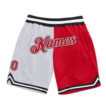 Загрузить изображение в средство просмотра галереи, Custom White Red-Black Authentic Throwback Split Fashion Basketball Shorts