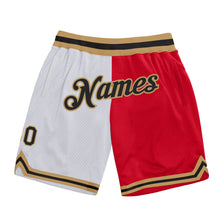 Загрузить изображение в средство просмотра галереи, Custom White Black-Red Authentic Throwback Split Fashion Basketball Shorts