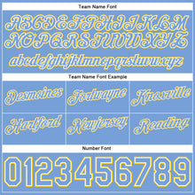 Charger l'image dans la galerie, Custom White Light Blue-Gold Authentic Throwback Split Fashion Basketball Shorts