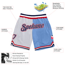 Загрузить изображение в средство просмотра галереи, Custom White Navy-Light Blue Authentic Throwback Split Fashion Basketball Shorts