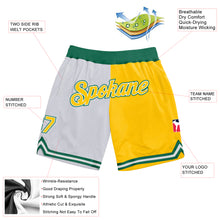 Загрузить изображение в средство просмотра галереи, Custom White Gold-Kelly Green Authentic Throwback Split Fashion Basketball Shorts