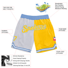 Load image into Gallery viewer, Custom White Gold-Light Blue Authentic Throwback Split Fashion Basketball Shorts