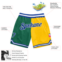 Загрузить изображение в средство просмотра галереи, Custom Kelly Green Royal-Gold Authentic Throwback Split Fashion Basketball Shorts