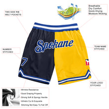 Charger l'image dans la galerie, Custom Navy Royal-Gold Authentic Throwback Split Fashion Basketball Shorts