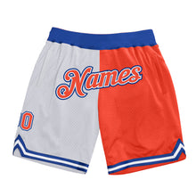 Load image into Gallery viewer, Custom White Orange-Royal Authentic Throwback Split Fashion Basketball Shorts