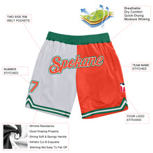 Charger l'image dans la galerie, Custom White Orange-Kelly Green Authentic Throwback Split Fashion Basketball Shorts