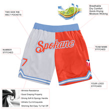 Laden Sie das Bild in den Galerie-Viewer, Custom White Orange-Light Blue Authentic Throwback Split Fashion Basketball Shorts