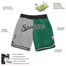 Загрузить изображение в средство просмотра галереи, Custom Gray Black-Kelly Green Authentic Throwback Split Fashion Basketball Shorts