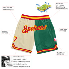Загрузить изображение в средство просмотра галереи, Custom Cream Red-Kelly Green Authentic Throwback Split Fashion Basketball Shorts