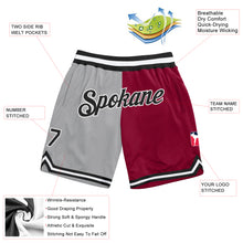 Charger l'image dans la galerie, Custom Gray Black-Maroon Authentic Throwback Split Fashion Basketball Shorts