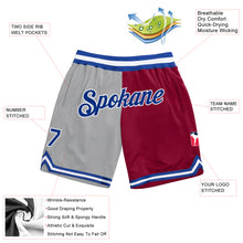 Charger l'image dans la galerie, Custom Gray Royal-Maroon Authentic Throwback Split Fashion Basketball Shorts