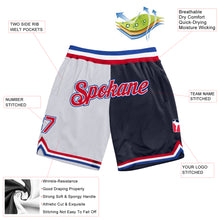 Load image into Gallery viewer, Custom White Red-Navy Authentic Throwback Split Fashion Basketball Shorts