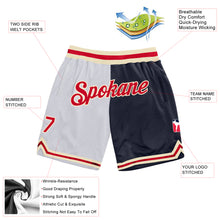 Загрузить изображение в средство просмотра галереи, Custom White Red-Navy Authentic Throwback Split Fashion Basketball Shorts
