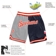 Load image into Gallery viewer, Custom Gray Orange-Navy Authentic Throwback Split Fashion Basketball Shorts
