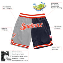 Load image into Gallery viewer, Custom Gray Orange-Navy Authentic Throwback Split Fashion Basketball Shorts