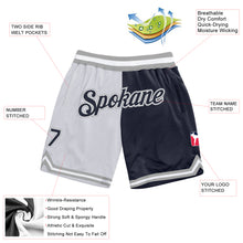 Загрузить изображение в средство просмотра галереи, Custom White Navy-Gray Authentic Throwback Split Fashion Basketball Shorts