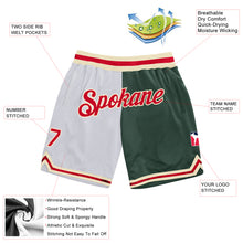 Загрузить изображение в средство просмотра галереи, Custom White Red-Hunter Green Authentic Throwback Split Fashion Basketball Shorts