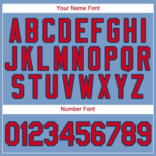 Load image into Gallery viewer, Custom Light Blue Red-Navy Baseball Jersey