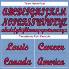 Load image into Gallery viewer, Custom Light Blue Red-Navy Baseball Jersey