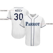 Laden Sie das Bild in den Galerie-Viewer, Custom White Navy-Powder Blue Baseball Jersey