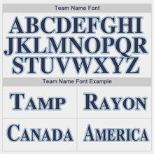 Laden Sie das Bild in den Galerie-Viewer, Custom White Navy-Powder Blue Baseball Jersey