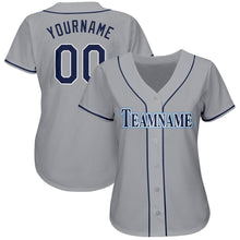 Загрузить изображение в средство просмотра галереи, Custom Gray Navy-Powder Blue Baseball Jersey
