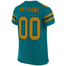 Загрузить изображение в средство просмотра галереи, Custom Teal Old Gold-Black Mesh Authentic Football Jersey