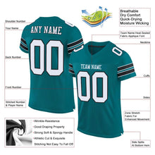 Laden Sie das Bild in den Galerie-Viewer, Custom Teal White-Black Mesh Authentic Football Jersey