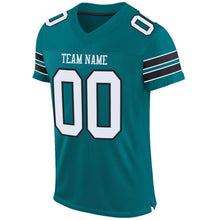 Laden Sie das Bild in den Galerie-Viewer, Custom Teal White-Black Mesh Authentic Football Jersey