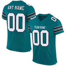 Laden Sie das Bild in den Galerie-Viewer, Custom Teal White-Black Mesh Authentic Football Jersey